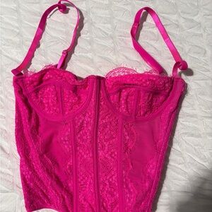 Hot Pink Lace Bustier Top